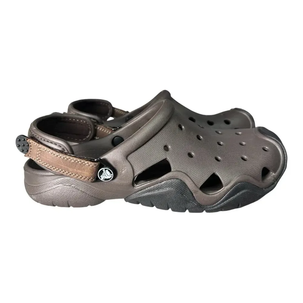 Crocs Mens Swiftwater Water Shoes Brown Clogs Hiking Trail Outdoor Gorpcore 10